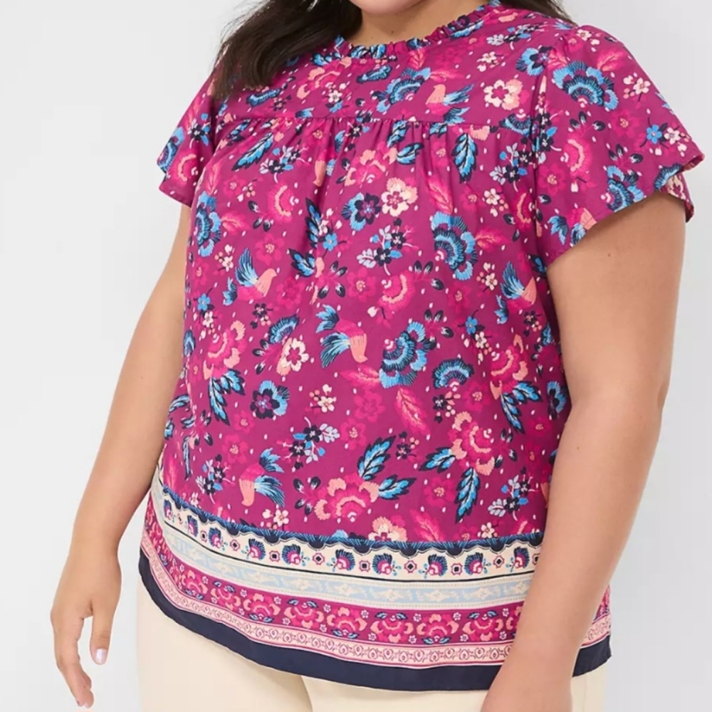 Lane Bryant Purple Floral Blouse